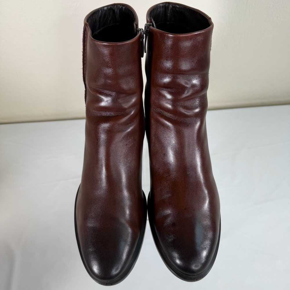 Ecco Shape 35 Danish Block Heels Bison Brown Ankle Boots Booties Size 10 - Picture 7 of 16